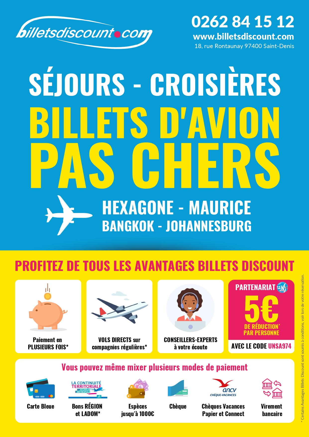 Offre Partenaire Billet Discount : 5 € Offerts Par Billet D’avion !